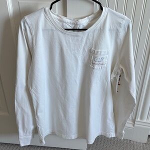 Vineyard Vines Classic White Long Sleeve Tee With Blue & Red Logo Women’s Size L